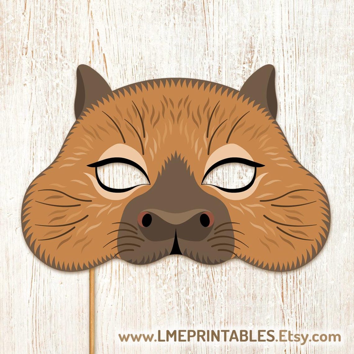Capybara Mask Printable Costume Kid Adult Forest Animal Castor Marmot ...