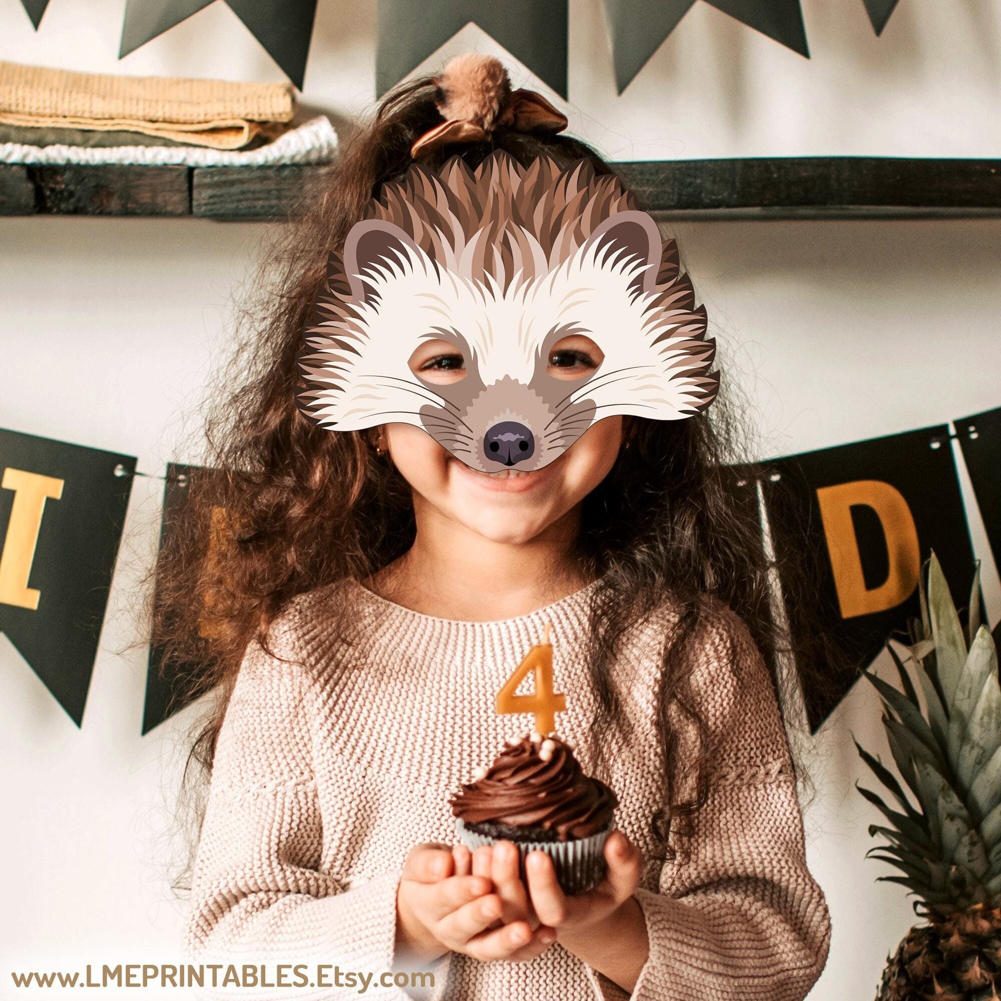 Hedgehog Mask Printable Carnival Costume Crested Porcupine Ash Paper Halloween Animal Sewer Hamster Party Sing Punk Rodent Otter Kid Adult