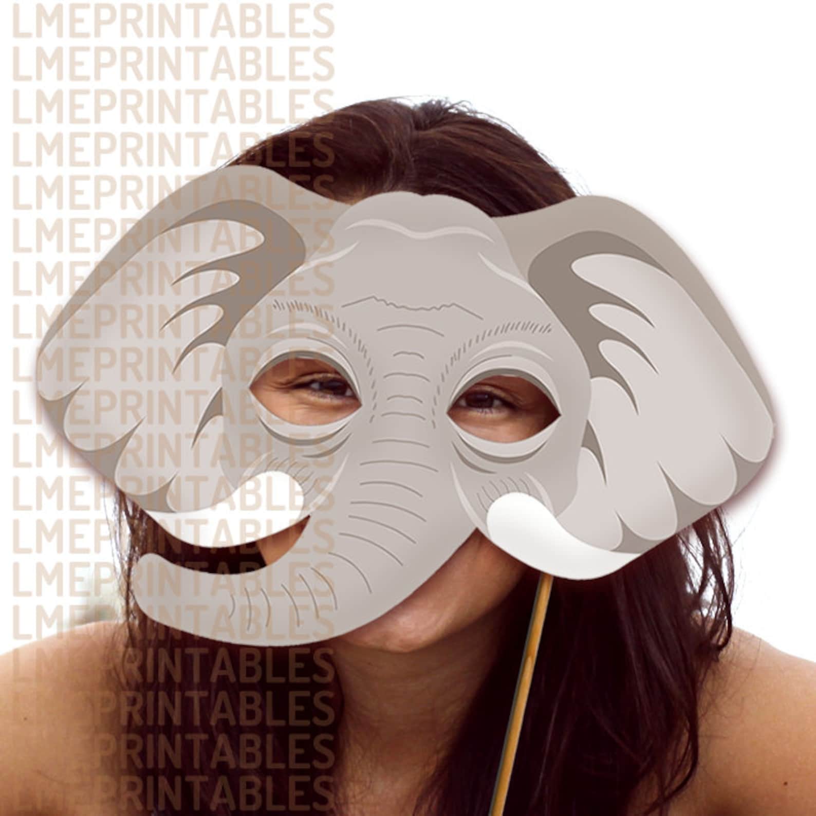Elephant Printable Mask Gray DIY Safari Jungle Animal Masks Etsy