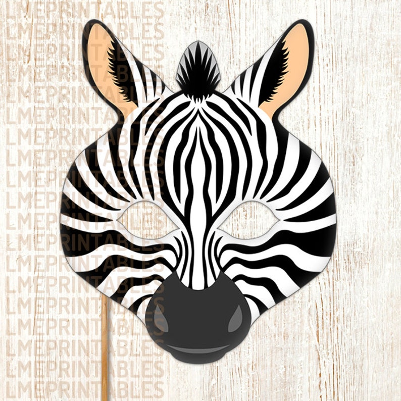 Zebra Printable Mask DIY Safari Jungle Black Animals Masks Etsy