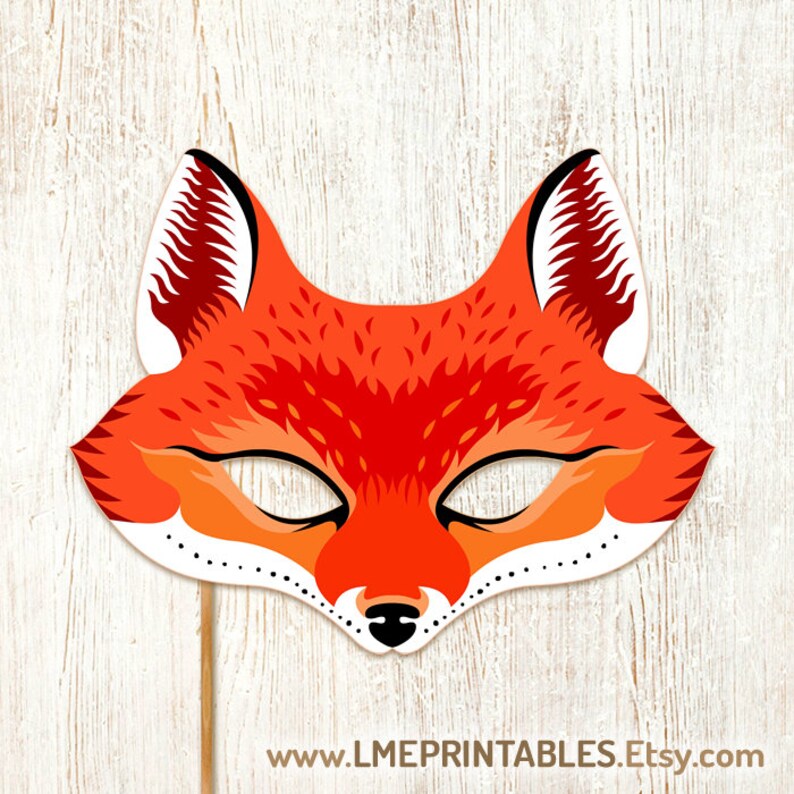 Red Fox Mask Printable Animal Masks Halloween Costume Paper - Etsy