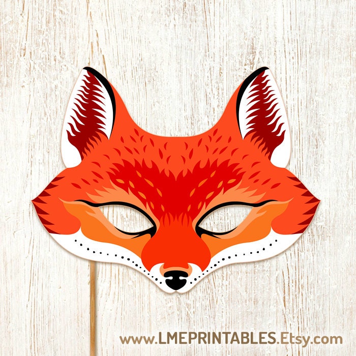 Red Fox Mask Printable Animal Masks Halloween Costume Paper Etsy