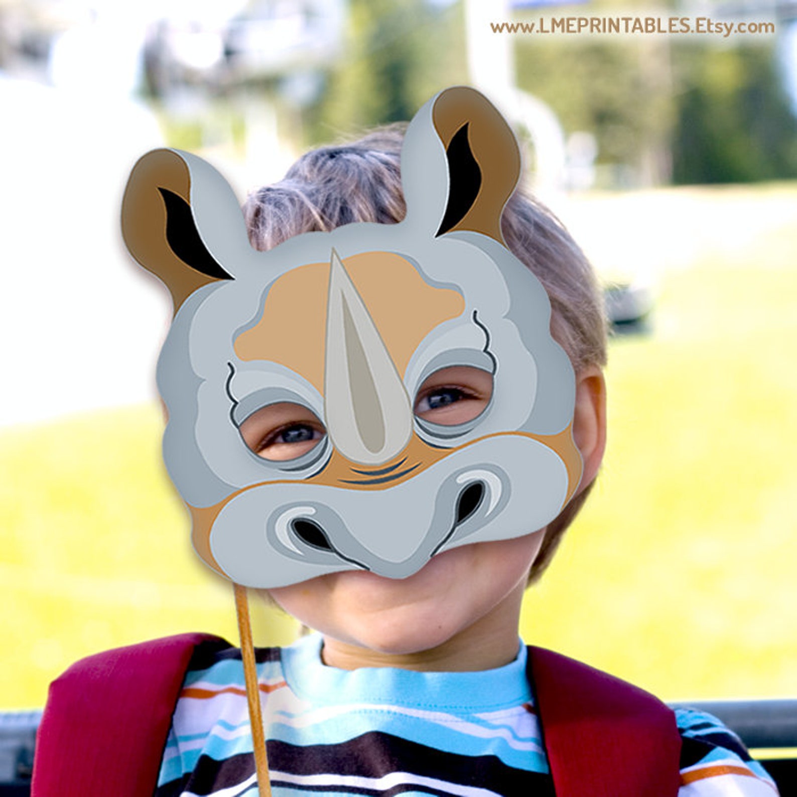 Rhino Mask Printable Rhinoceros Gray Animal Masks Safari Photo | Etsy