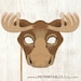 Moose Mask Printable Halloween Costume Woodland Party Animal Masks Reindeer Deer Stag Forest ...