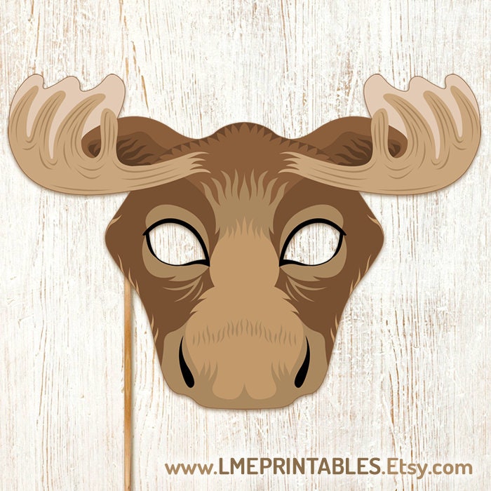 Moose Mask Printable Halloween Costume Woodland Party Animal Masks ...