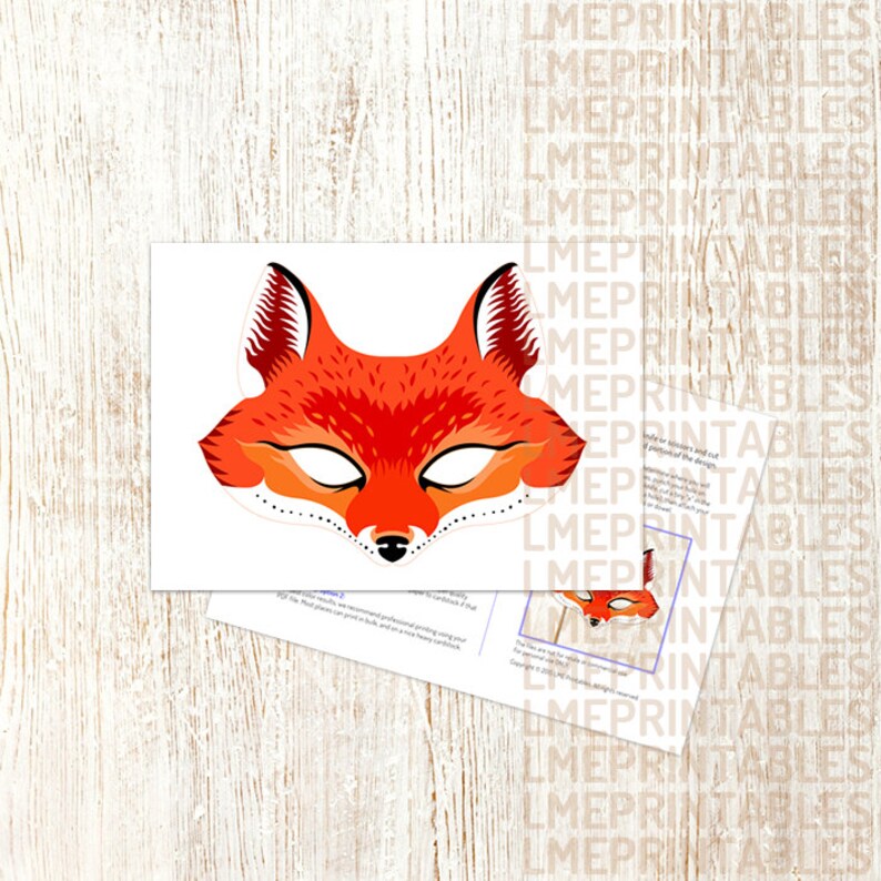 Red Fox Mask Printable Animal Masks Paper Mask Childrens Party | Etsy