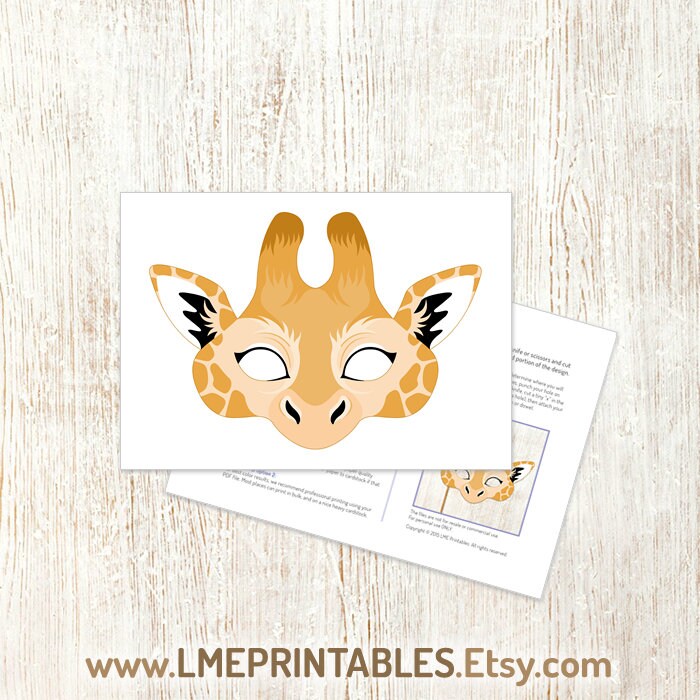 Giraffe Printable Mask Halloween Costume DIY Safari Jungle Etsy
