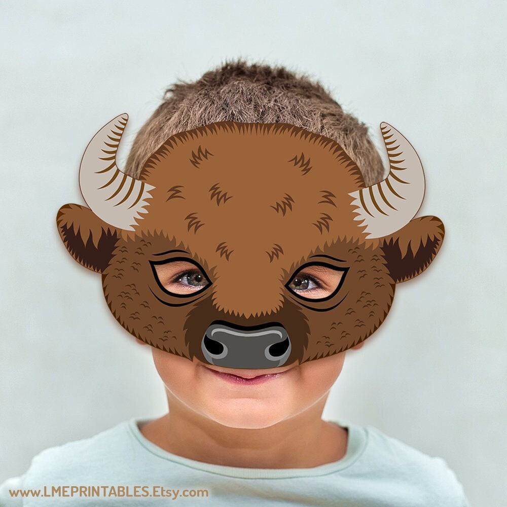 Bison Mask Printable PDF Buffalo Halloween Costume Animal American