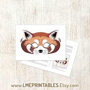 Red Panda Mask Printable Halloween Costume Asian Animals Paper Mask Party Game Photo Booth Shifu ...