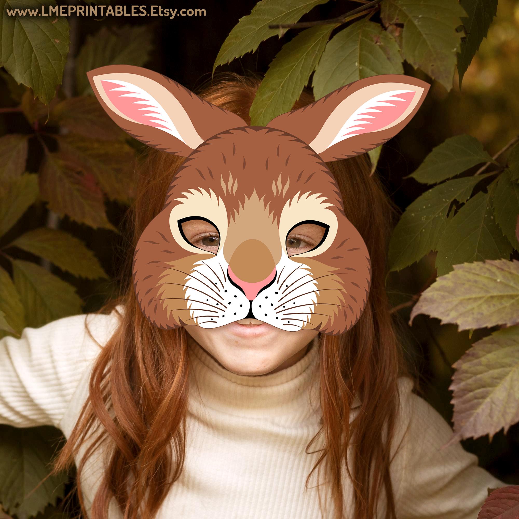 lievre : masque teint complet avec oreilles 12 coloris
