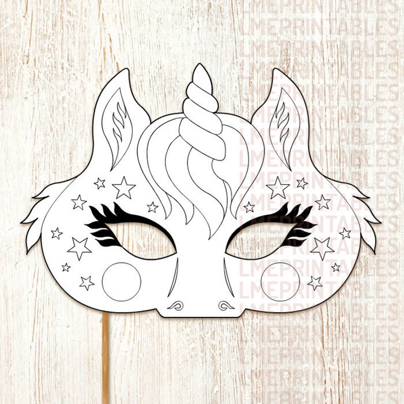 Unicorn Coloring Mask Party Printable DIY Little Pony Fairy   Etsy