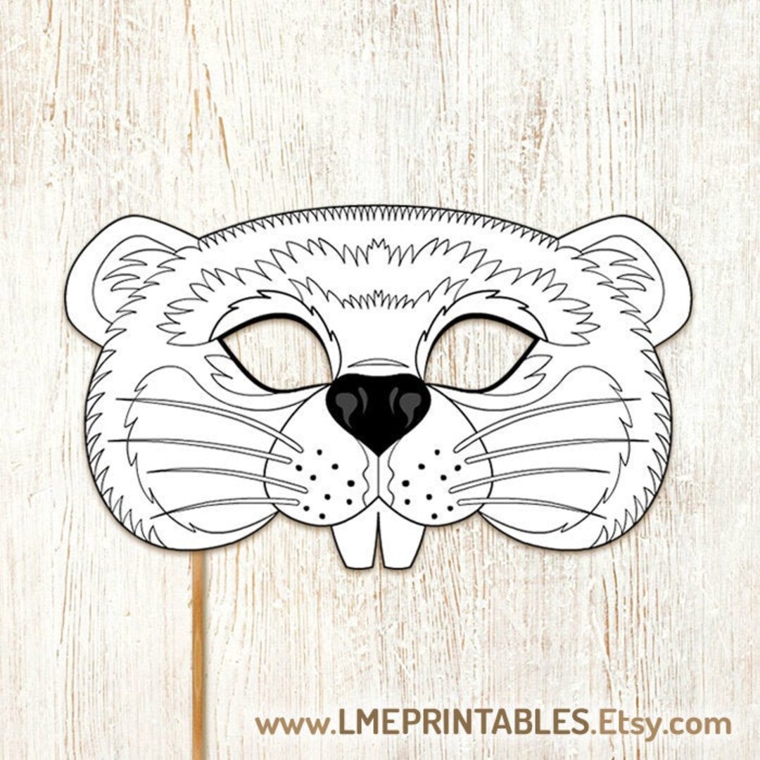 Beaver Coloring Mask Printable Halloween Costume Colouring Castor ...