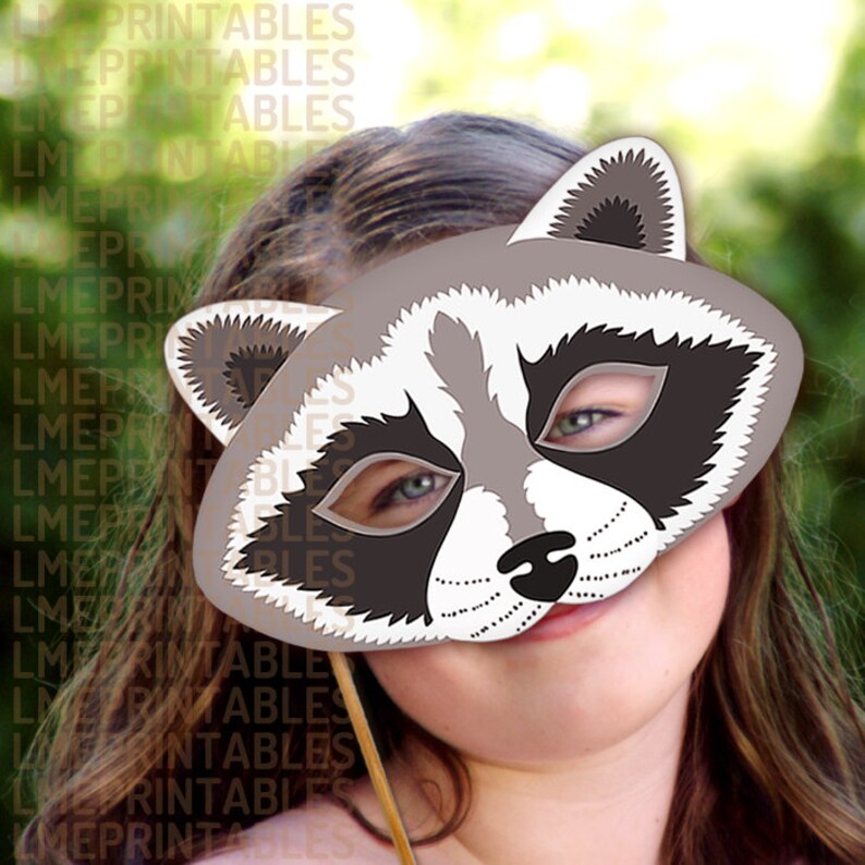 Raccoon Mask Printable Animal Masks Woodland Animals Childrens | Etsy
