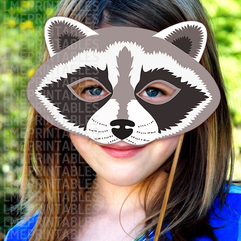 Raccoon Mask Printable Animal Masks Woodland Animals Childrens Etsy