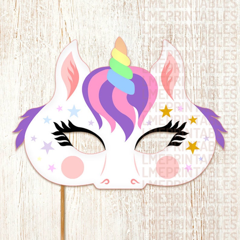 unicorn mask party printable little pony fairy tale rainbow etsy