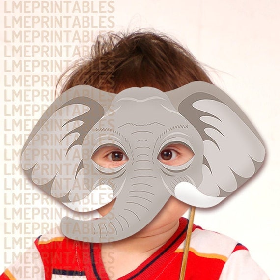 Elephant Printable Mask Gray DIY Safari Jungle Animal Masks | Etsy