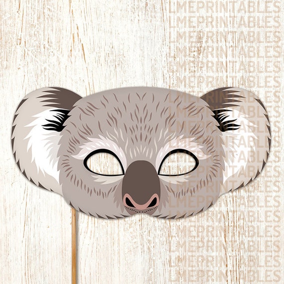 Koala Printable Mask Gray Bear DIY Animal Masks Booth Prop | Etsy