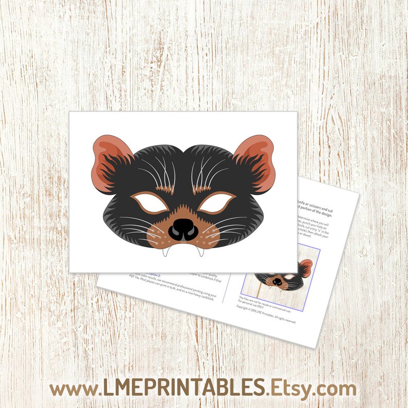 Tasmanian Devil Mask Printable Halloween Costume Australian Animal DIY