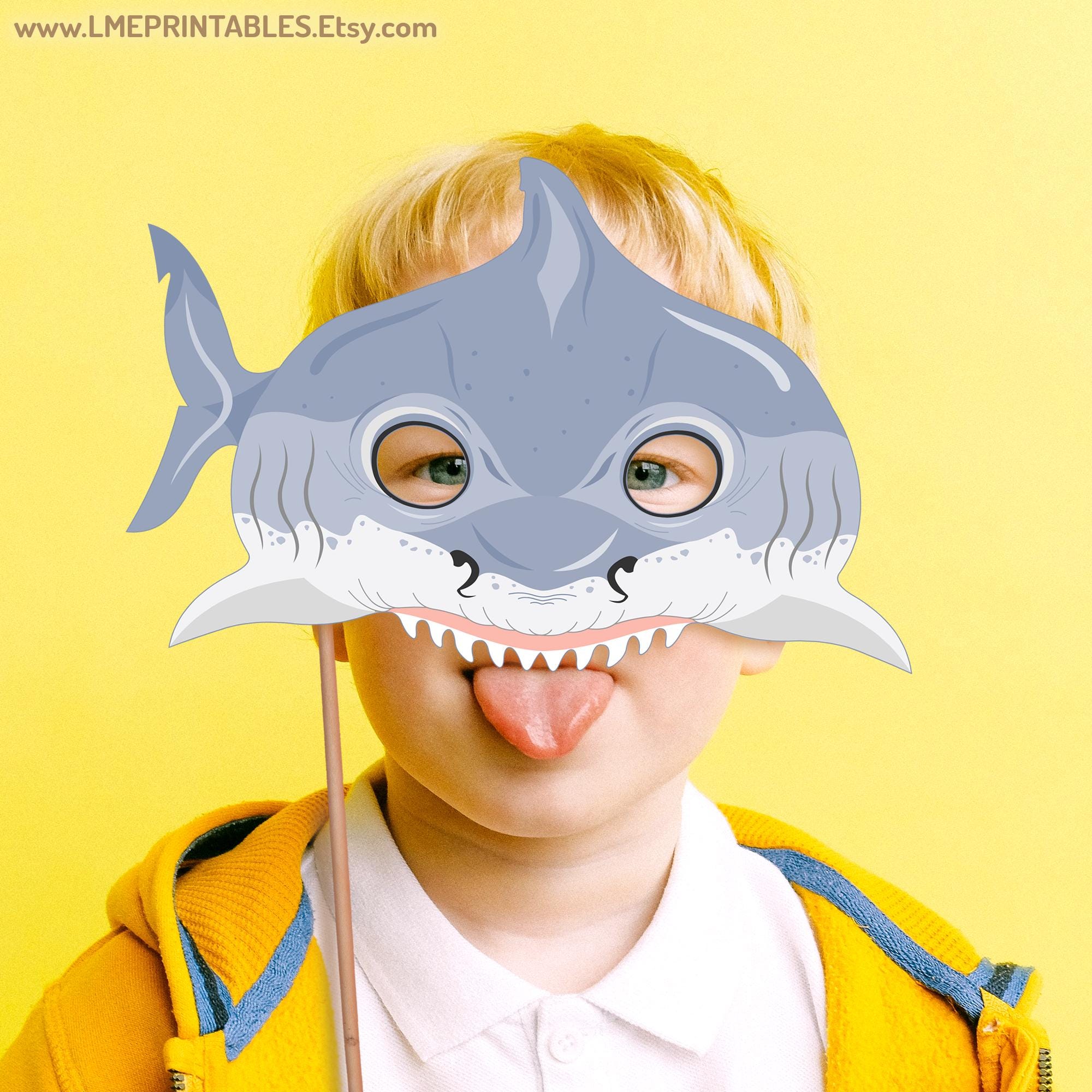 サメのプリントマスク ハロウィンコスチューム 子供 大人 魚 プール