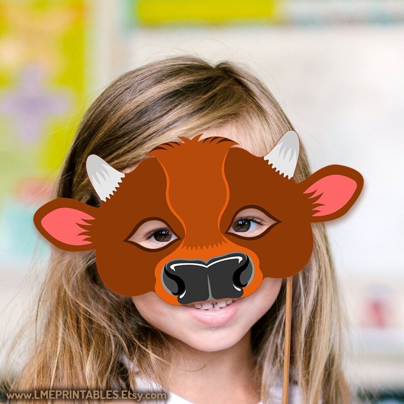 Cow Printable Mask Costume Animal Farm Animal Barnyard Classroom cow-printable-mask-costume-animal-farm-animal-barnyard-classroom
