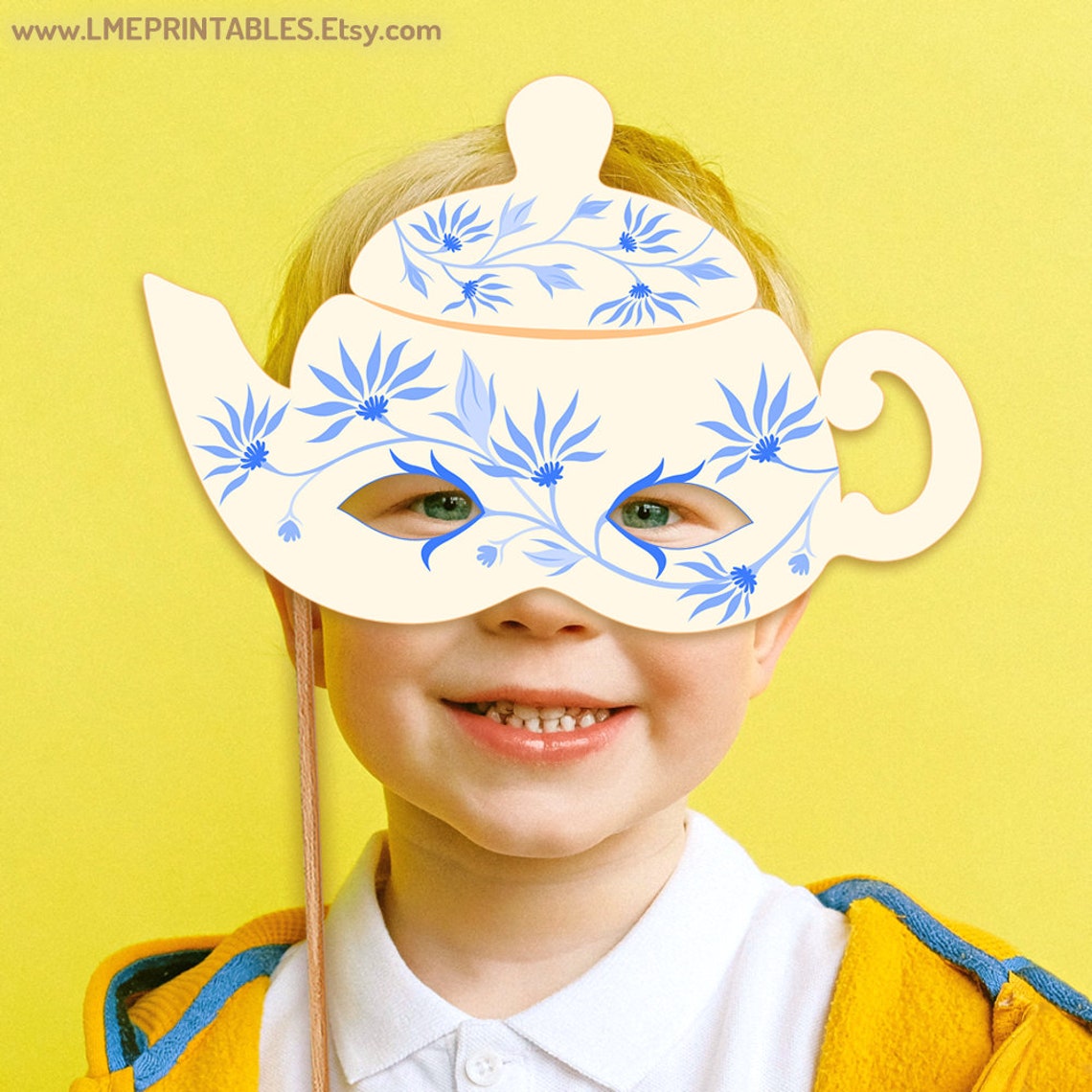Tea Time Printable Mask Party Teapot Halloween Costume Role Etsy