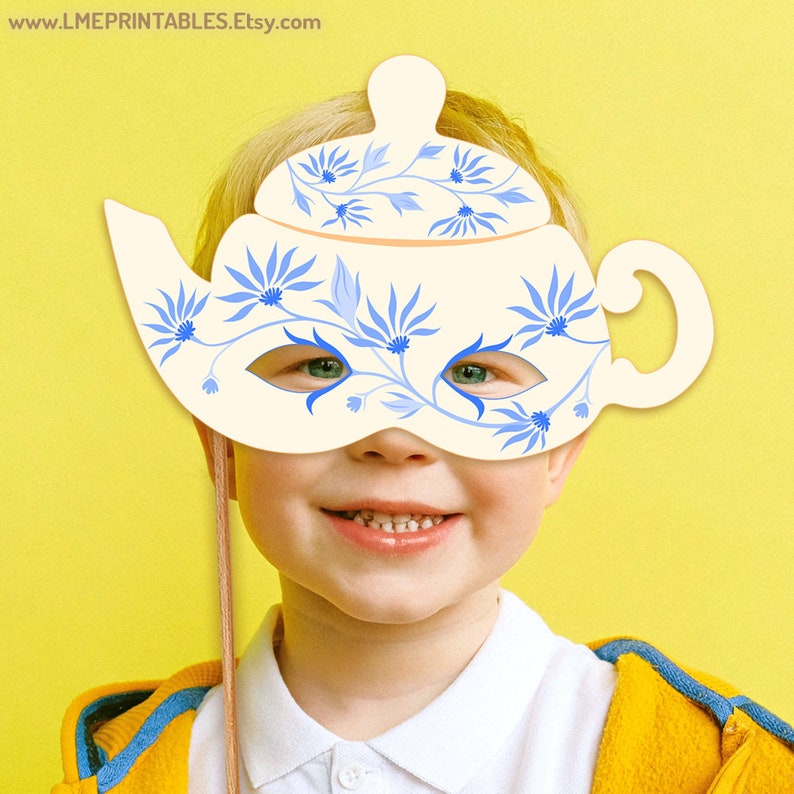 Tea Time Printable Mask Party Teapot Halloween Costume Role Etsy