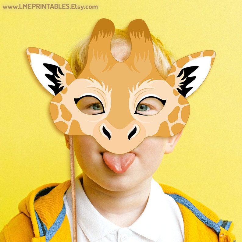 Giraffe Printable Mask Halloween Costume DIY Safari Jungle Etsy