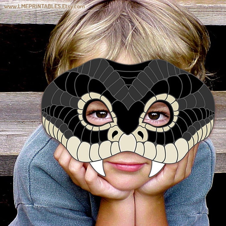 Black Mamba Snake Printable Mask DIY Costume Reptile Lizard image 1
