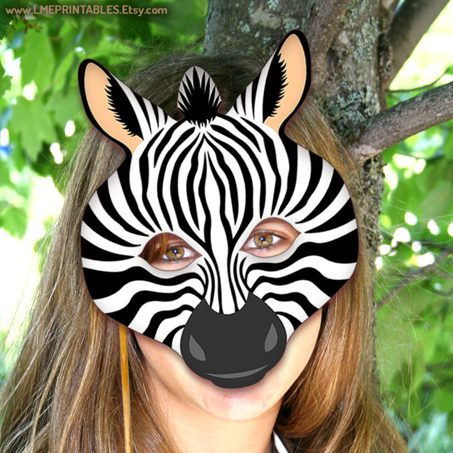 Zebra Mask Printable Safari Jungle Animals Masks Halloween Etsy