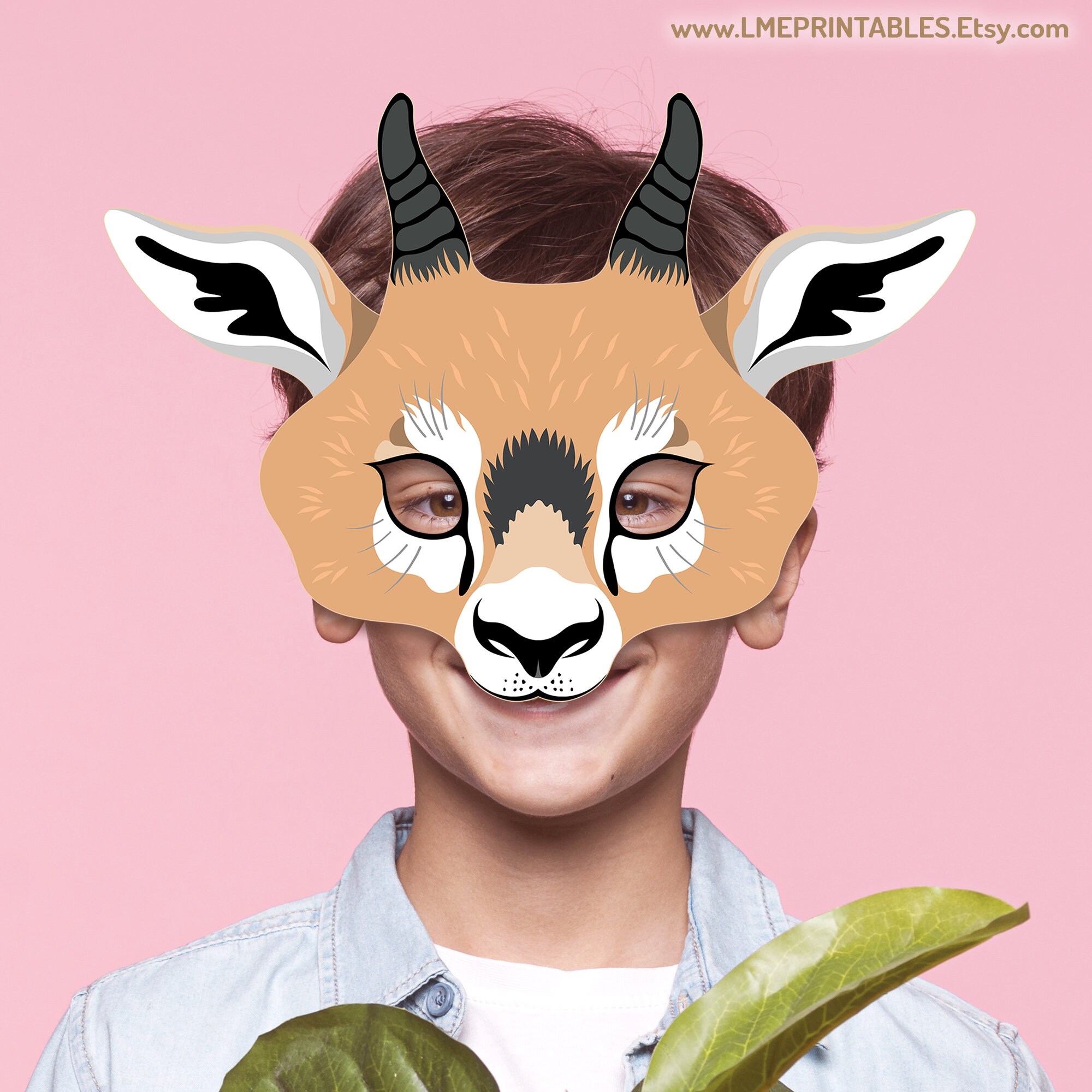 Antelope Mask Party Printable Gazelle Goat Costume Woodland Party Animal Sable Mask Impala Deer ...