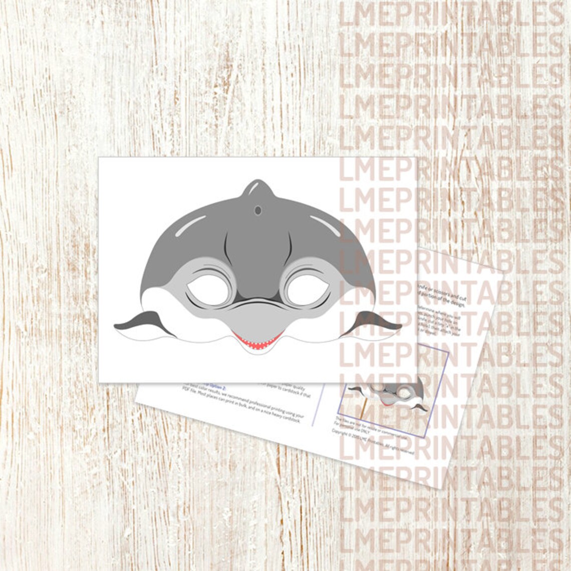 Dolphin Printable Mask Cetacean Pool Party Beach Sea Animals | Etsy
