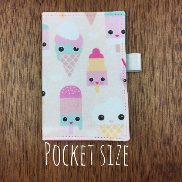 Fabric Insert for Traveler's Notebook - POCKET SIZE - Kawaii Ice Cream