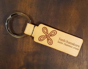 Leather Keyring with the Saint Hannes Cross - Free Global Shipping