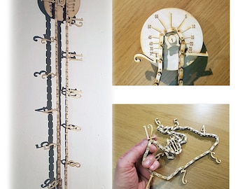 Relógio de corrente de madeira – Arquivos cortados a laser – Modelo de madeira