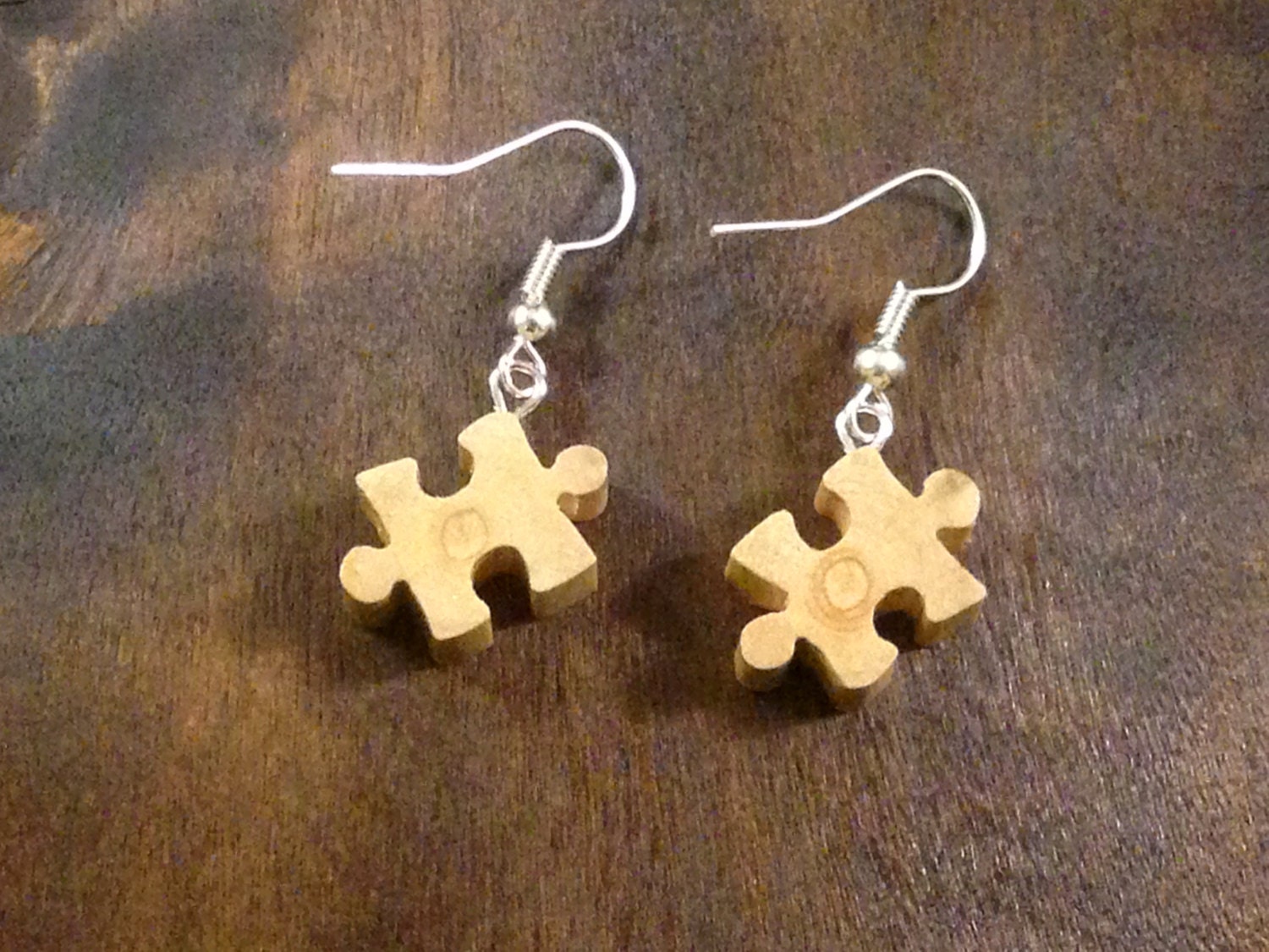 Small Puzzle Piece Earrings Made From Maple Wood Minimalist Etsy Sweden