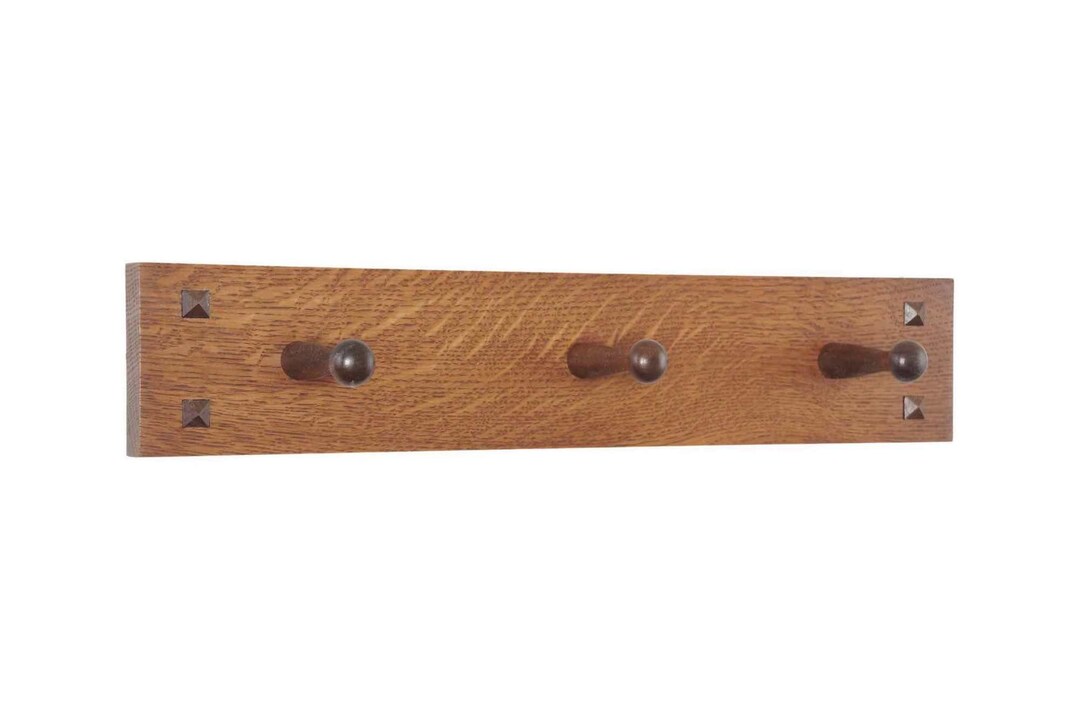 Peg Rack Rail Narrow Mission Style With Black Walnut Pegs 1848 Wide, Shaker Peg Rack, Peg Rail