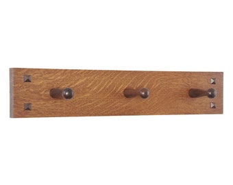 Peg Rack Rail Narrow Mission Style with Black Walnut Pegs 18-48" Wide, Shaker Peg Rack, Peg Rail, Peg Rack,