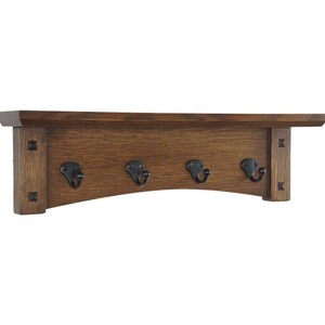 Étagère arquée pour porte-clés d'entrée Mission Craftsman avec crochets pour clés 19 à 39 po. de large