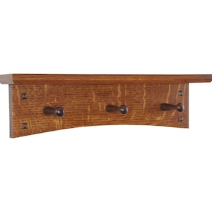 Peg Rail with Shelf Arched Mission Style with Black Walnut Pegs 19-49&quot; Wide, Peg Shelf, Shelf with Pegs, Peg Rack, Shaker Peg Rack