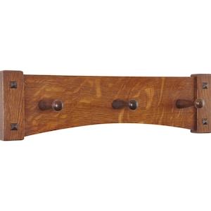 Peg Rack Rail Arched Mission Craftsman Style with Black Walnut Pegs 18-48&quot; Wide, Shaker Peg Rack, Peg Rail, Peg Rack