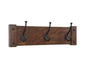 Wall Coat Rack Mission Craftsman Style with Craftsman Hooks 18-48" Wide, Coat Rack, Wall Mounted Coat Rack, Mission Style Coat Rack