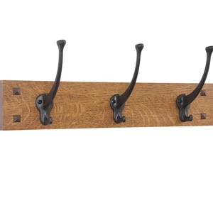 Wall Coat Rack Narrow Mission Style with Mission Hooks 18-48&quot; Wide, Coat Rack, Wall Mounted Coat Rack, Mission Style Coat Rack