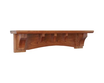 Small Mission Style Wood Display Shelf With Craftsman Style Corbels 24" To 60” Wide