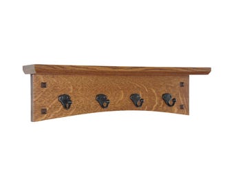 Arched Mission Style Entryway Key Holder Shelf with Key Hooks 19" to 39" Wide