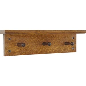 Peg Rail with Shelf Classic Mission Style with Black Walnut Pegs 19-49&quot; Wide, Peg Shelf, Shelf with Pegs, Peg Rack, Shaker Peg Rack
