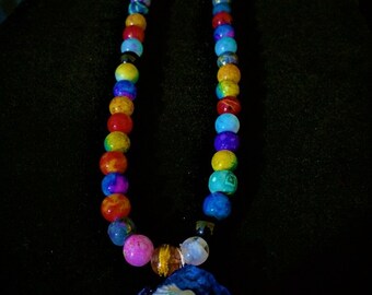 Beaded crystal charm necklace.