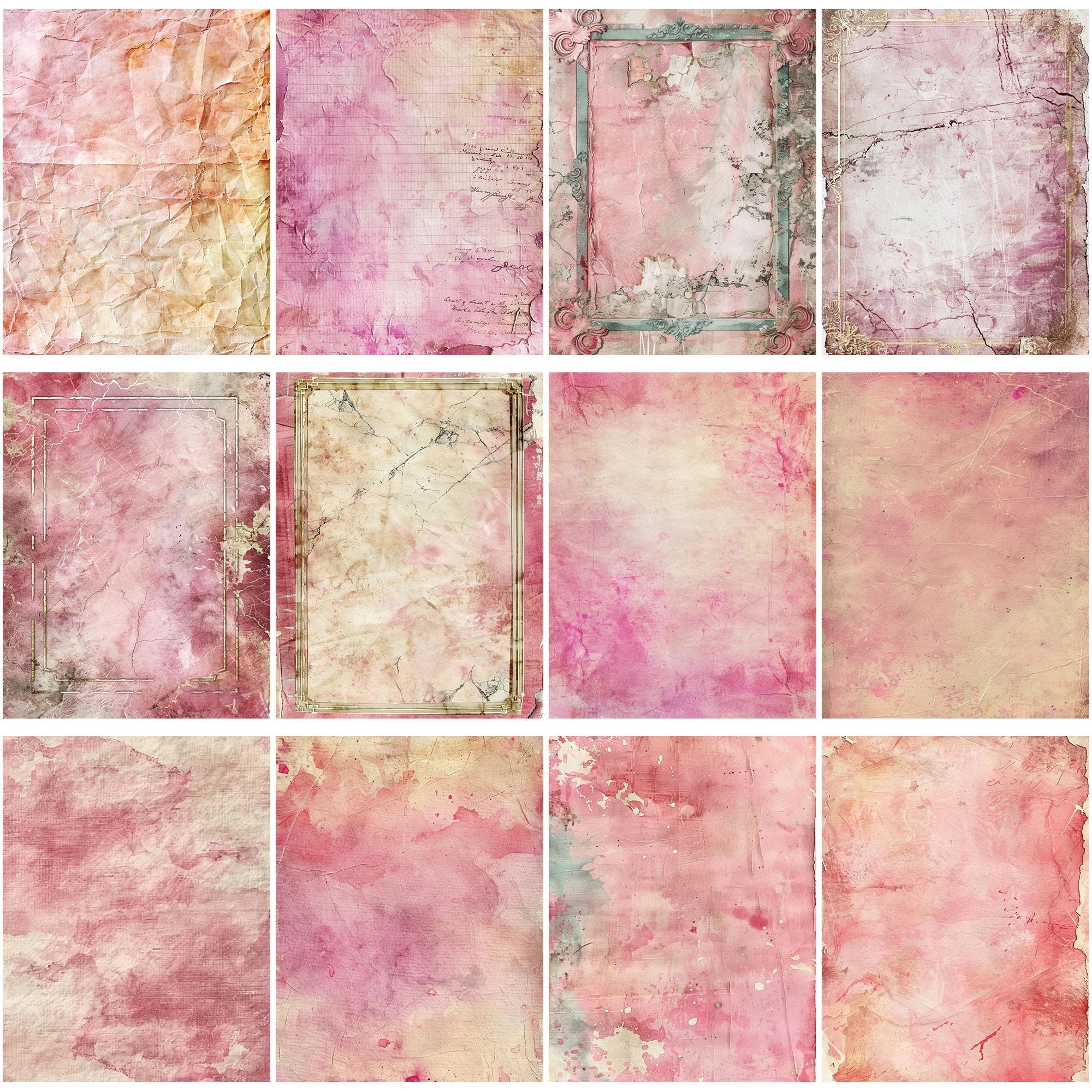 Vintage Pink Junk Journal Paper Bundle | Digital Stationery Backgrounds ...