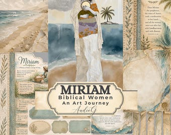 MIRIAM Bible Journaling Kit | Biblical Women: An Art Journey | Tip-In Pages, Scripture Art, Mixed Media (Digital Download)