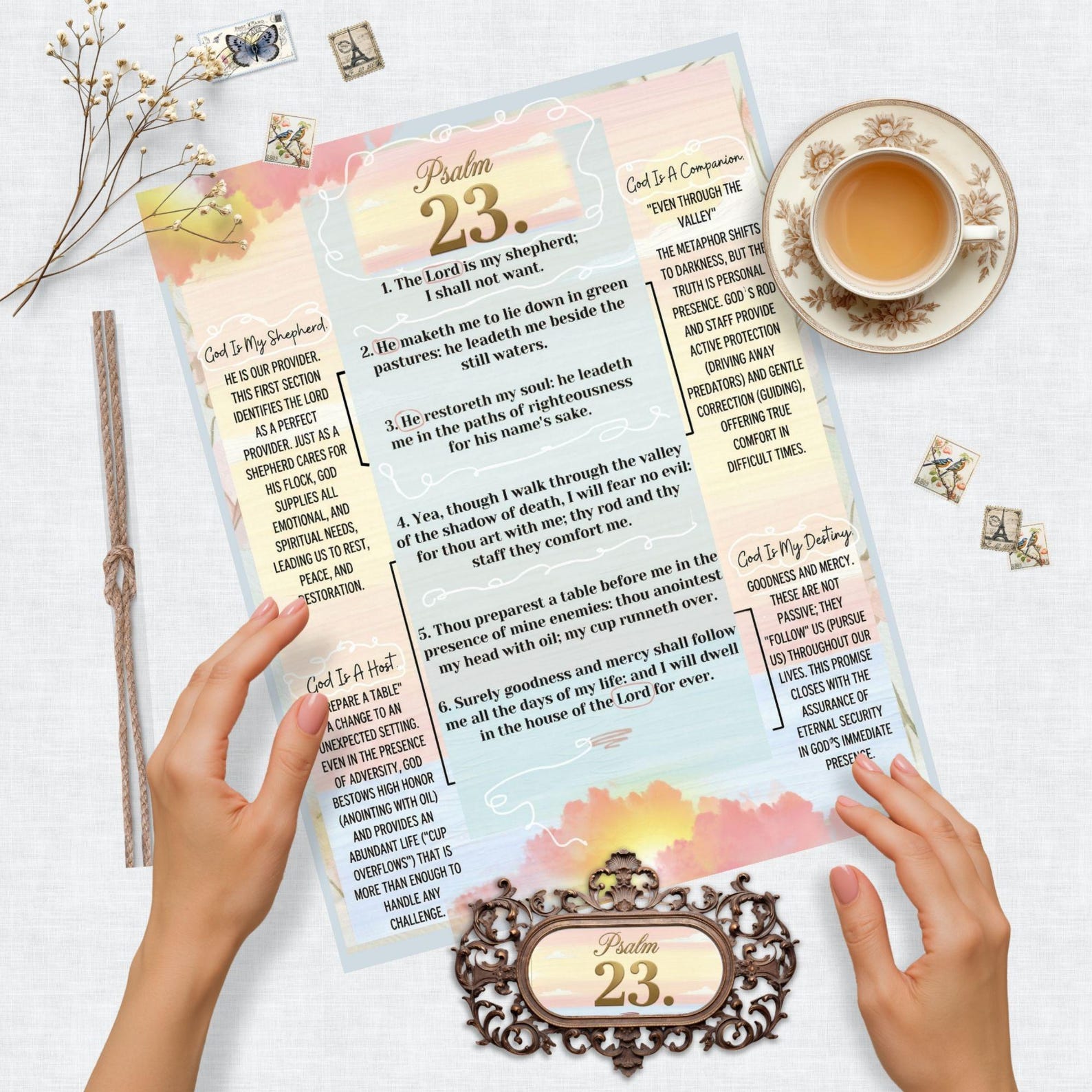 PSALM 23 INFOGRAPHIC Print | Shepherd Scripture Art | Bible Study Guide ...