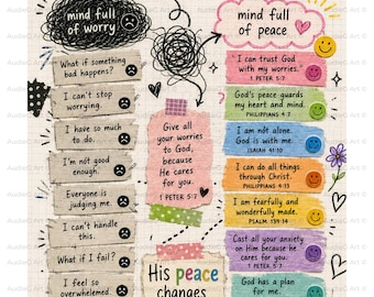 ANXIETY VS PEACE | Christian Bible Tip In Printable | Trading Worry for God’s Truth | Bible Journaling Page | Scripture Printable